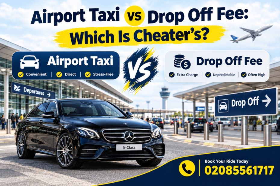 Airport taxi vs drop off fee comparison for London airports